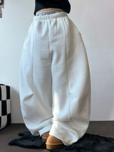 FLEECE/STRING❤FRONT POINT BALLOON PANTS 🤎🤍🖤🩶4COLOR