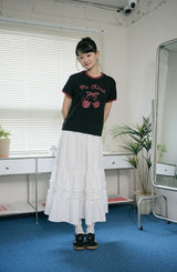 26SS★ チェリーキャッツクロップリンガー半袖Tシャツ