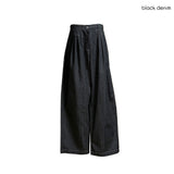 (2color) バックストラップピンタックワイドローデニムパンツ