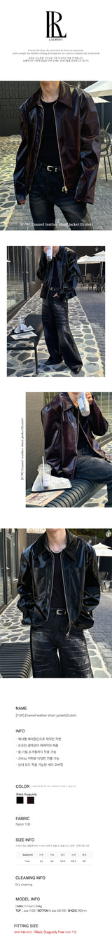 [F/W] Enamel leather short jacket(2color)