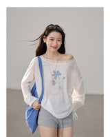 Vintage Summer Sun-Guard Off-Shoulder Lace Top