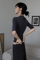 26SS★ [ EEUN BASIC ] Chewing Three Quarter Slim T-shirt