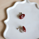 Camellia Agate Oval Pierce handmade