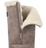 Asym Shearling Wedge Boot / Stone Brown
