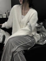 overfit blanc angora knit cardigan (unisex)