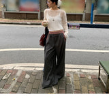 Check Detail Wide Slacks Pants