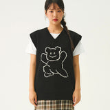 [UNISEX] ビッグラインベアースマイルニットベスト