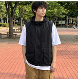 クールケア ナイロン ウィンドブレーカー ベスト ブラック