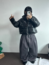 フリース🔥ストリングバルーンワイドカーゴパンツ 🔥🤍🖤🩶💚5カラー