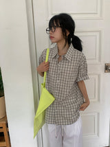 [unisex] Soche Cozy Check Loose Fit Short Sleeve Shirt