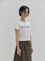 スキャニードニードルワーククロッピードTシャツ (White)