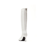 Satin See-スルーオープントゥブーツヒール(White)