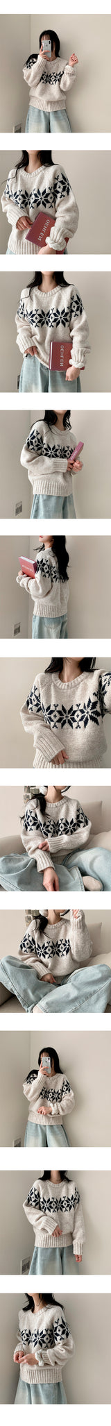 Yup Winter Snowflake Round Knitwear