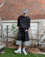 Psel selvage bermuda pants(Black)