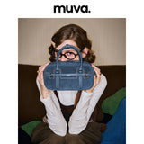 muva. 牛革 ベルベット ボストンバッグ