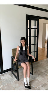 ニューバックストラップリボンノースリーブドレス