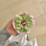 GREEN CHECK LACE SCRUNCHIE