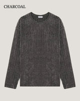 (UNISEX) ベロア リブド ラウンド ロングスリーブ