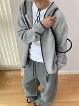 texture cotton sweat banding pants