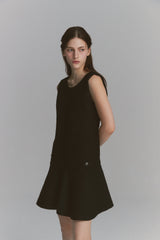 Back Ribbon Tweed Dress Black