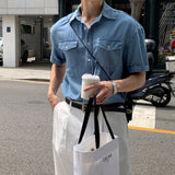 LMN Hey BioWashing Short-Sleeved Denim Shirt (3 colors)