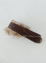 a mink fur ethnic wide belt
