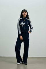 RIBBON JERSEY TRACK PANTS / NAVY