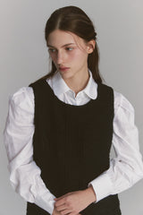 Back Ribbon Tweed Dress Black