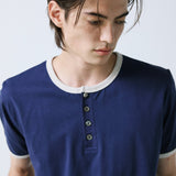 ヘンリーネックコンチョリンガーTシャツ ネイビー