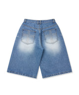 Cross Stud Denim Bermuda Pants - Light Blue