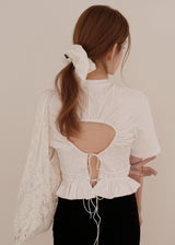 Lace Flower Shoulder Bag_White