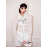 Long mesh sun-protective cardigan jacket