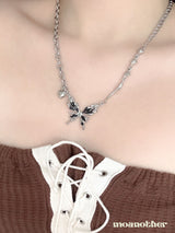 [IVE Leeseo, Purplekiss Dosie Pick!](S.Steel) ブラックバターハートネックレス