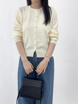 Picre Round Neck Button Long Sleeve Knit Cardigan