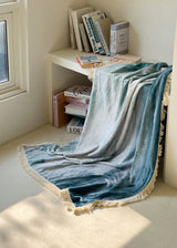 JEJU marine blue tassel blanket