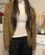 Wood brush hair fur cardigan(2color)