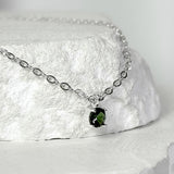 SV925-zirconia one point chain necklace_ICE EMERALD