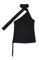 One Shoulder Lace Top _ BLACK