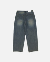 Slub tin curved demin pants
