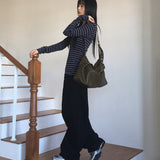 Bino back button Wide cotton pants