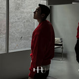 [HFORUS MADE]Layer Shoulder Sweatshirt IN RED