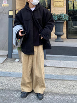 Cotton wide banding balloon pants 3C