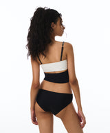 Chain Contrast Tube Top Bikini Bra (Black)