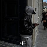 [HFORUS MADE]Blend leather crop jacket
