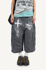 Cross-print Cargo Bermuda Pants