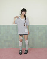 TEA DIARY V-NECK TOP / GREY