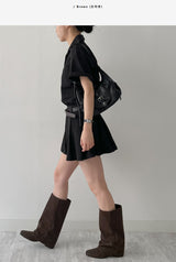 Peanut Fold Layered Long Boots