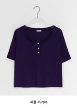 テユカラーボタン半袖Tシャツ