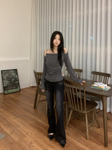 DENY 2-BUtton Fade Wash Hidden Band Bootcut Long Pants 
