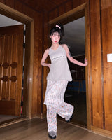 Flower All-Over Pleated Banding Pants